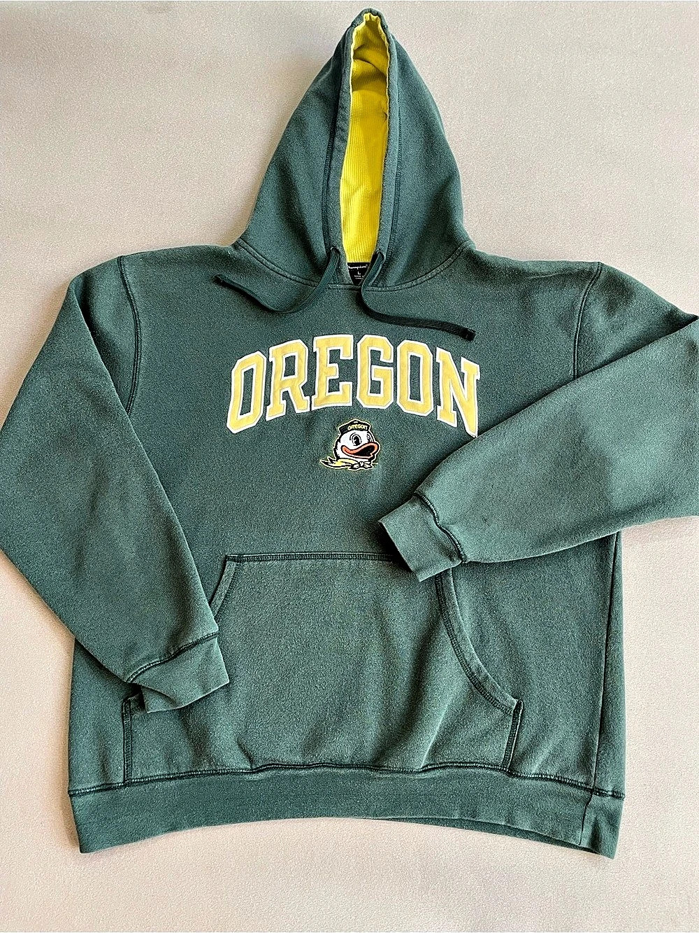 Champion Oregon Ducks Logo Pullover Hoodie Green & Yellow Large